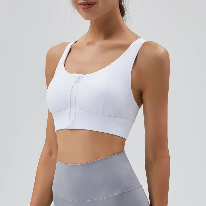 High-Impact Front-Zipper Sports Bra | Shockproof Wireless Gym & Yoga Vest - Harmony Haven - Essentials