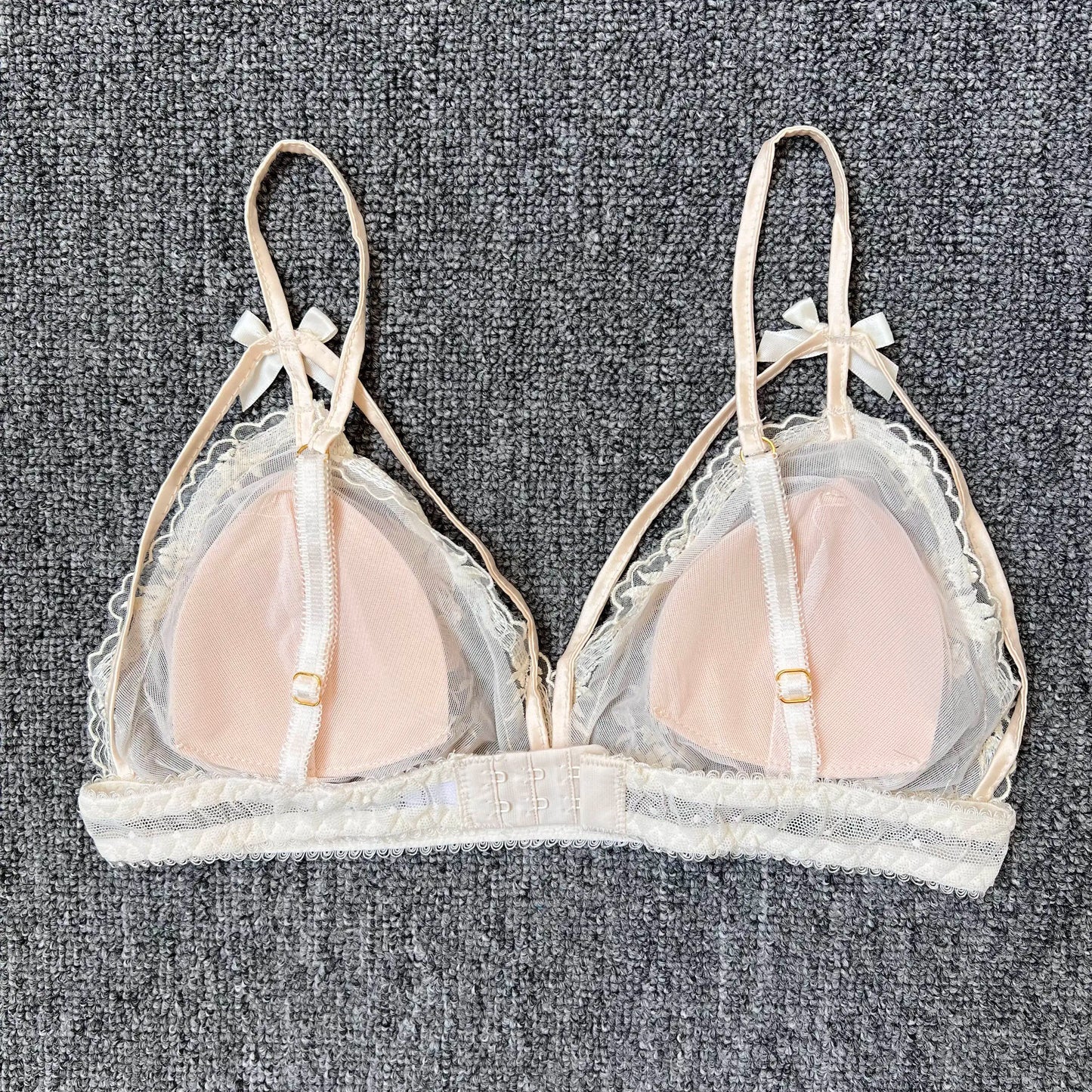 Women's French Lace Bralette – Sheer Floral Wireless Triangle Bra - Harmony Haven - Essentials