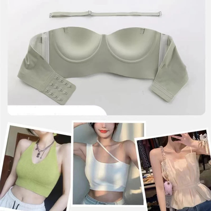 Women’s Strapless Push Up Bra – Seamless Wireless Invisible Tube Bra - Harmony Haven - Essentials