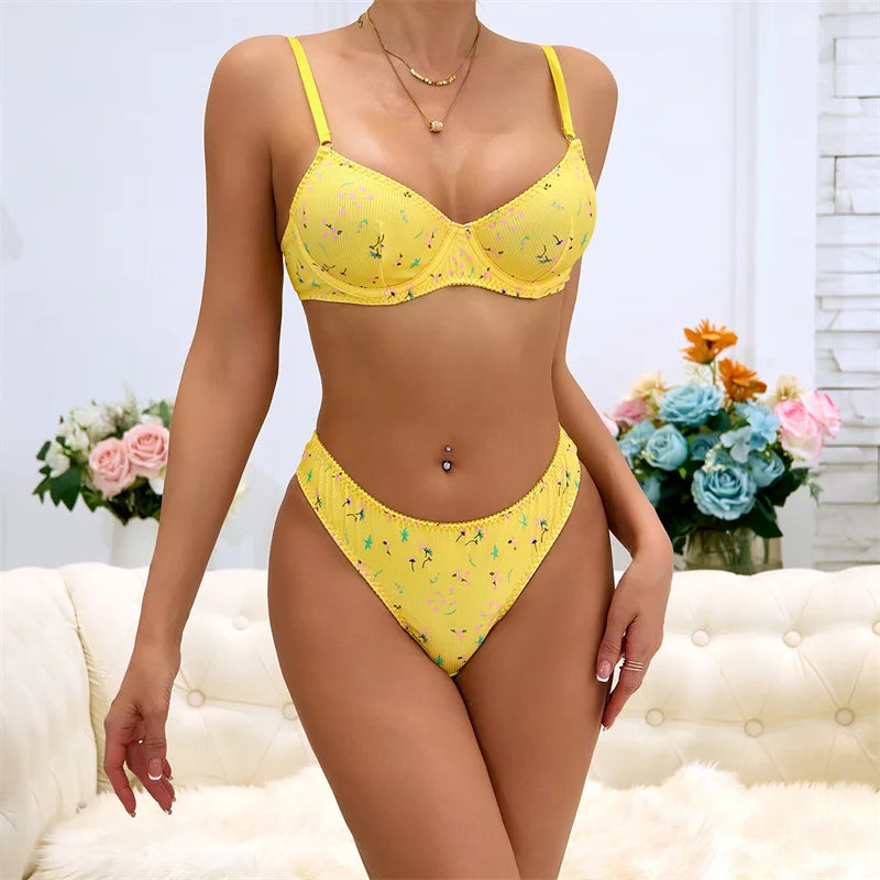 Women’s Floral Lingerie Set – Sexy Bra and Panties Matching Underwear - Harmony Haven - Essentials