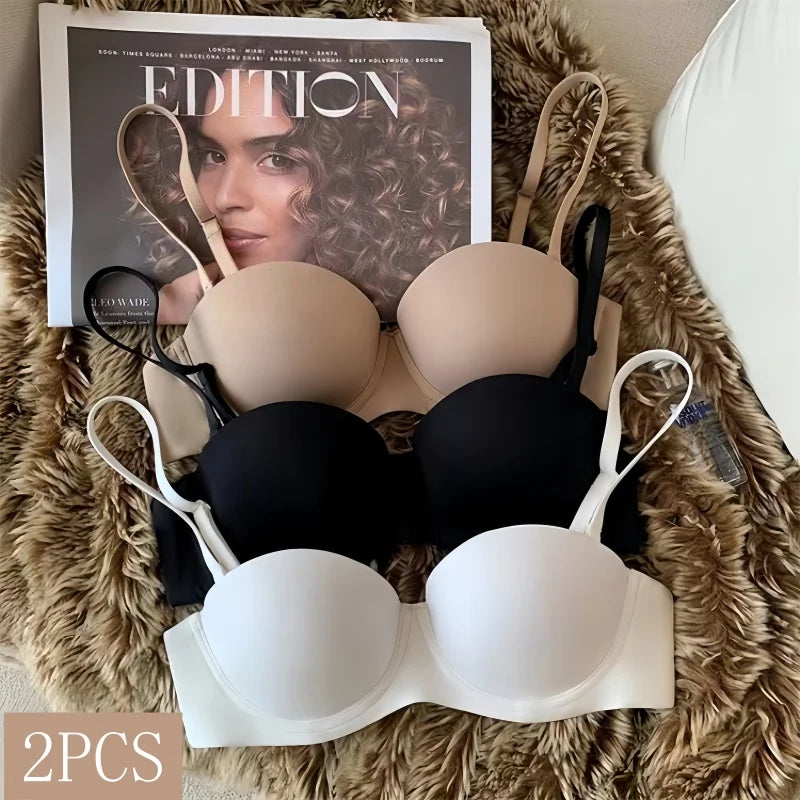 Women's Seamless Wireless Bralette Set – 2-Piece Smooth Comfort Push-Up Bra Pack - Harmony Haven - Essentials