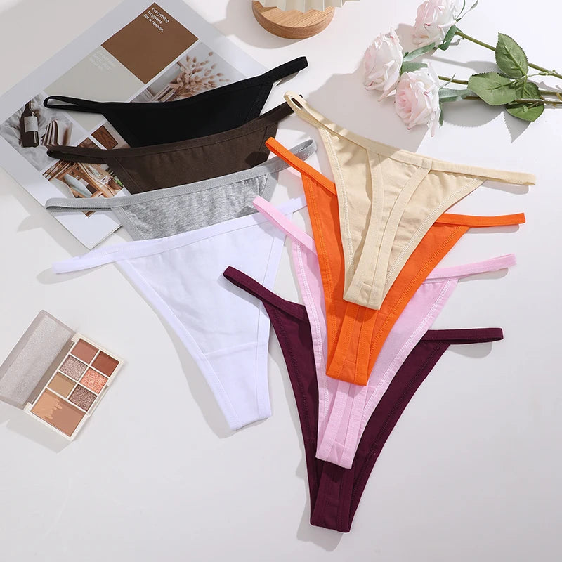 8 PCS Women’s Cotton Thong Panties – Sexy Breathable Low Rise G String Set - Harmony Haven - Essentials