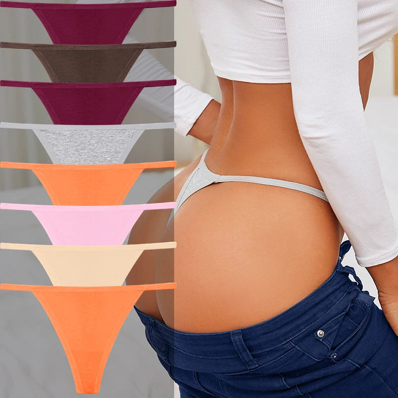 8 PCS Women’s Cotton Thong Panties – Sexy Breathable Low Rise G String Set - Harmony Haven - Essentials