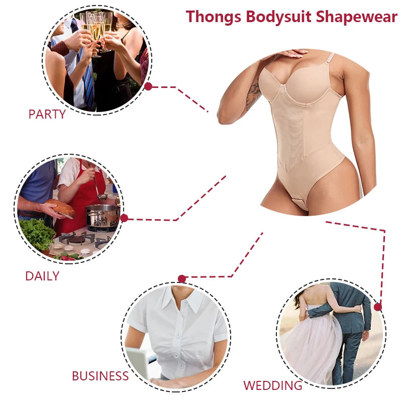 Women's Backless Tummy Control Shapewear Bodysuit – Medium Compression Hourglass Shaper - Harmony Haven - Essentials