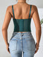 Women's Sheer Mesh Corset Top – Lace Trimmed Spaghetti Strap Bustier Cami - Harmony Haven - Essentials