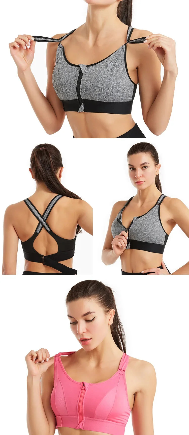 Women's Plus Size Front-Zipper Sports Bra – High-Impact Yoga & Workout Crop Tank - Harmony Haven - Essentials