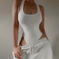 Women's Off-Shoulder Halter Knit Bodysuit – Sleeveless Slim-Fit Bodycon Top - Harmony Haven - Essentials