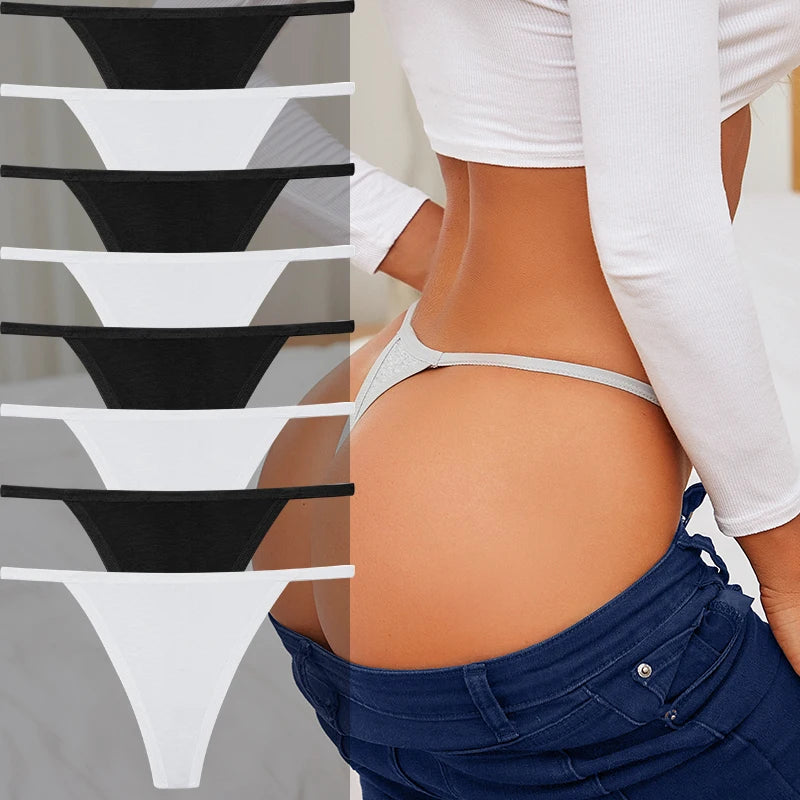 8 PCS Women’s Cotton Thong Panties – Sexy Breathable Low Rise G String Set - Harmony Haven - Essentials