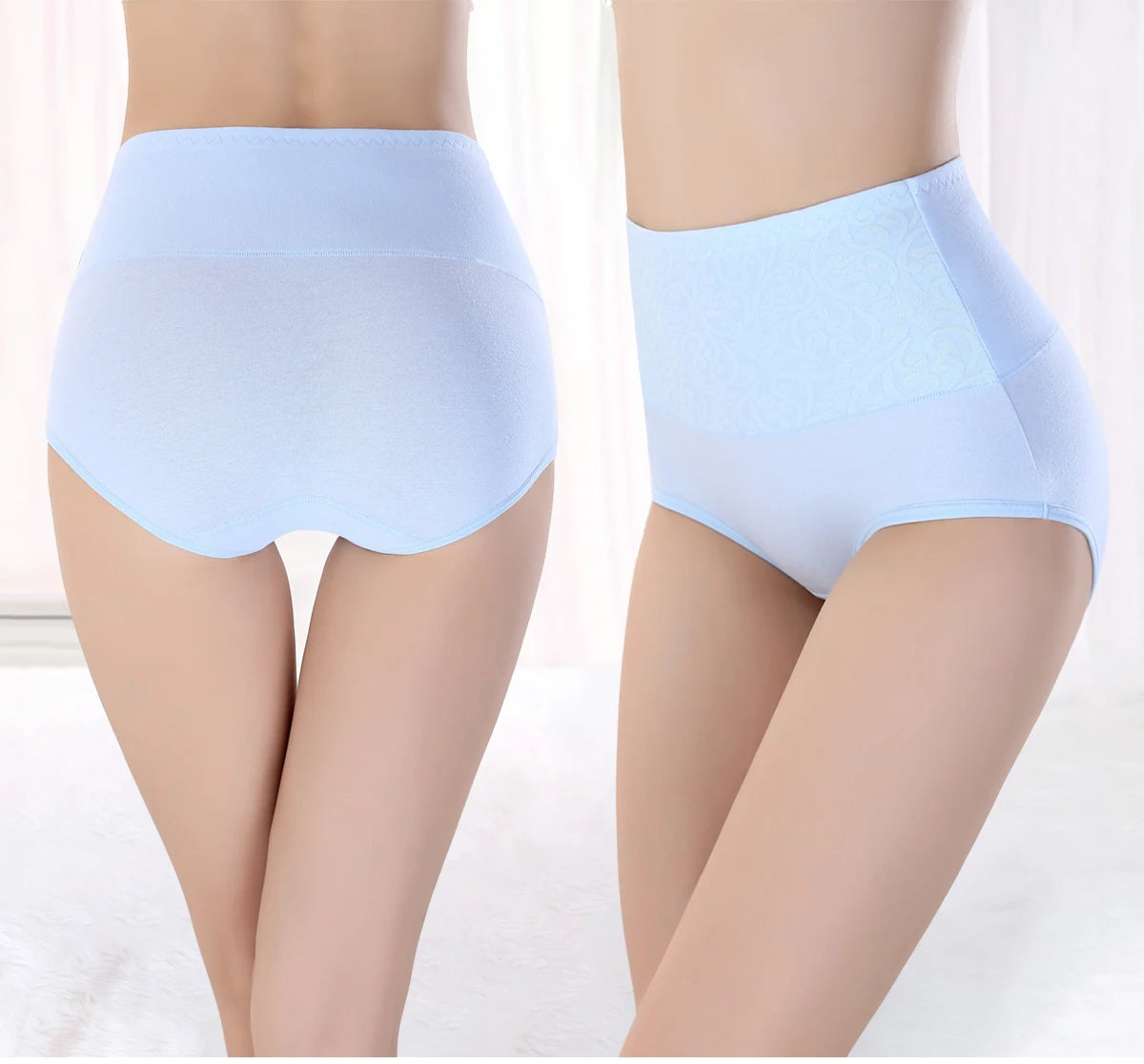 Women's Embroidered High-Waisted Cotton Briefs – Breathable Full-Coverage Everyday Underwear - Harmony Haven - Essentials