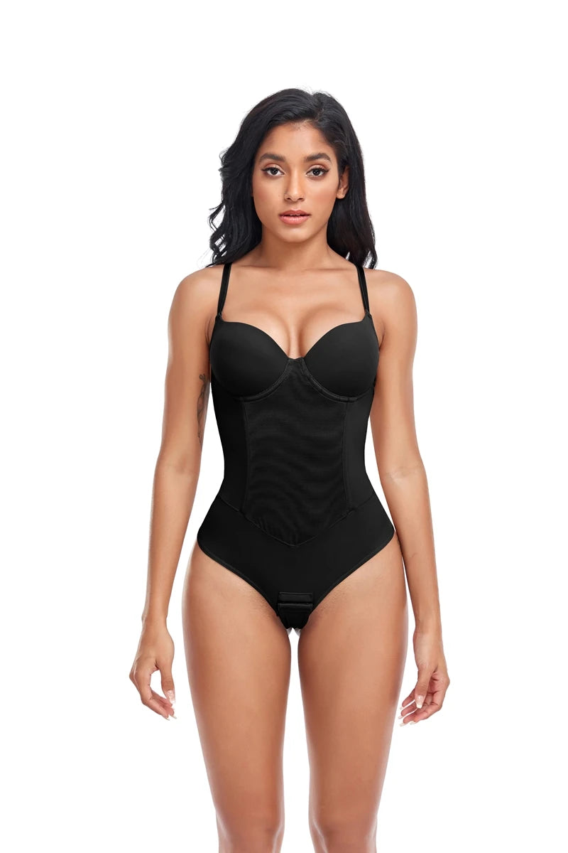 Women's Backless Tummy Control Shapewear Bodysuit – Medium Compression Hourglass Shaper - Harmony Haven - Essentials
