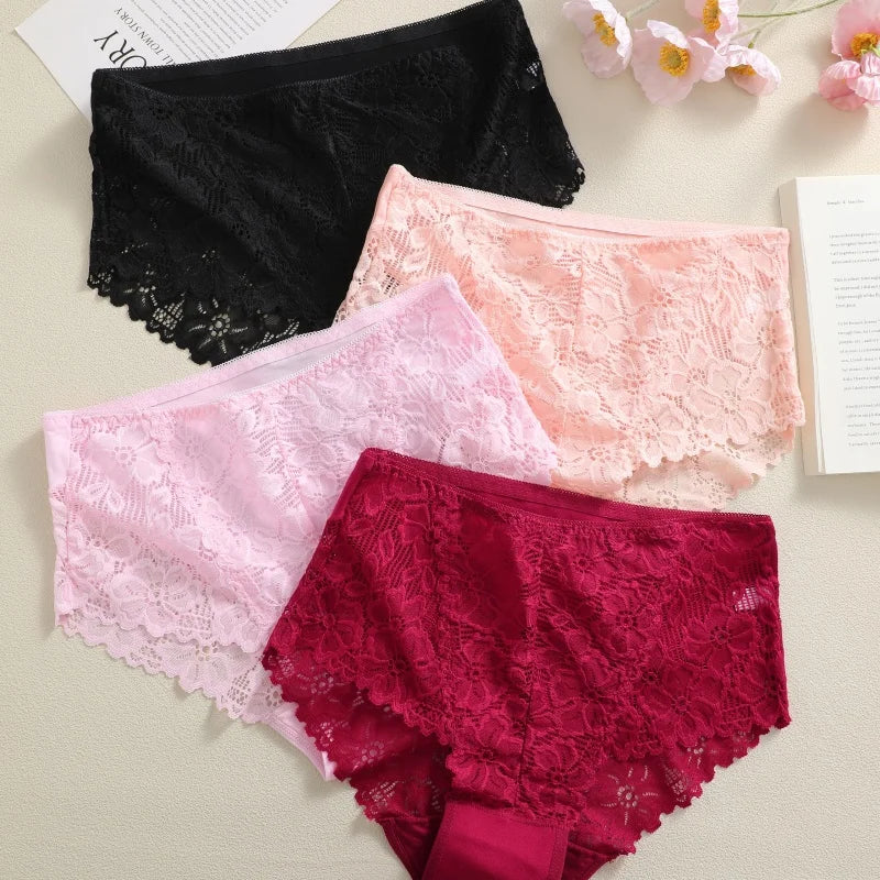 2-Piece Plus Size Lace Panties Set – Luxury Embroidery High-Rise Briefs - Harmony Haven - Essentials