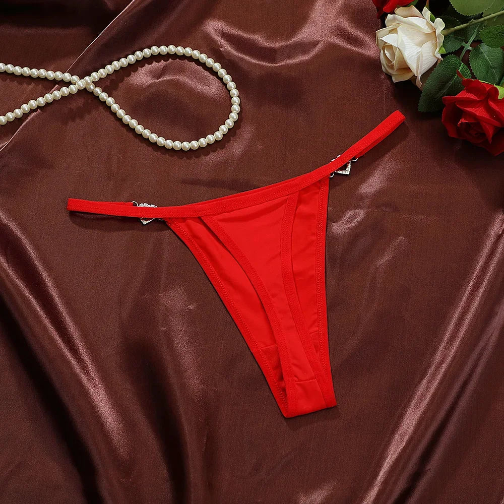 Women’s Heart Decor Thong Panties – Sexy Low Waist Lace Underwear - Harmony Haven - Essentials