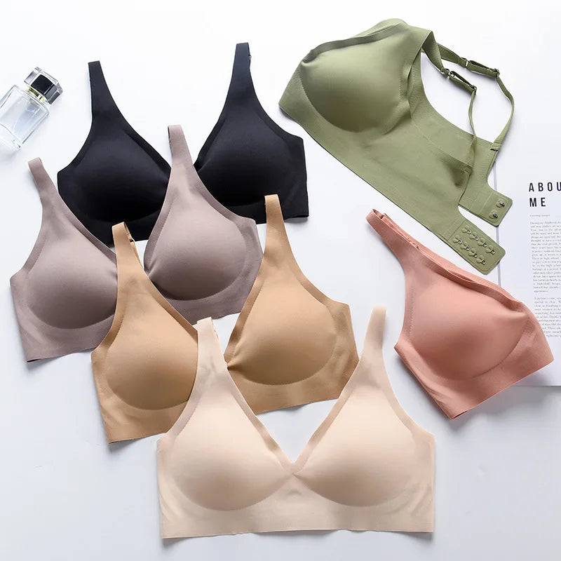Women's Seamless Leopard Print Bra – Wireless 3/4 Cup Push-Up Bralette - Harmony Haven - Essentials