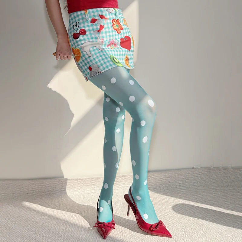 Women's Classic Polka Dot Sheer Tights – Elegant Transparent Pantyhose - Harmony Haven - Essentials