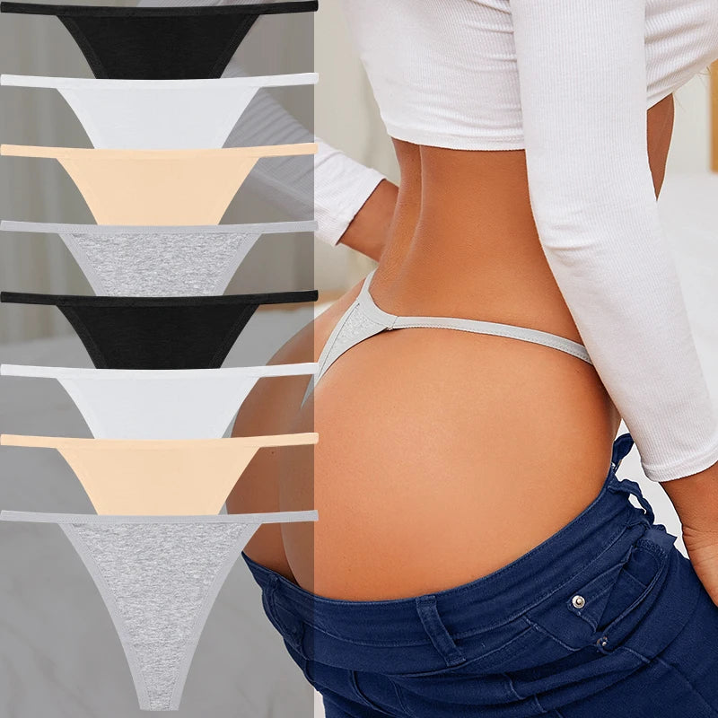 8 PCS Women’s Cotton Thong Panties – Sexy Breathable Low Rise G String Set - Harmony Haven - Essentials