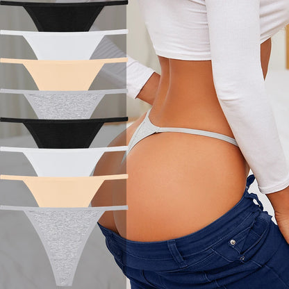 8 PCS Women’s Cotton Thong Panties – Sexy Breathable Low Rise G String Set - Harmony Haven - Essentials