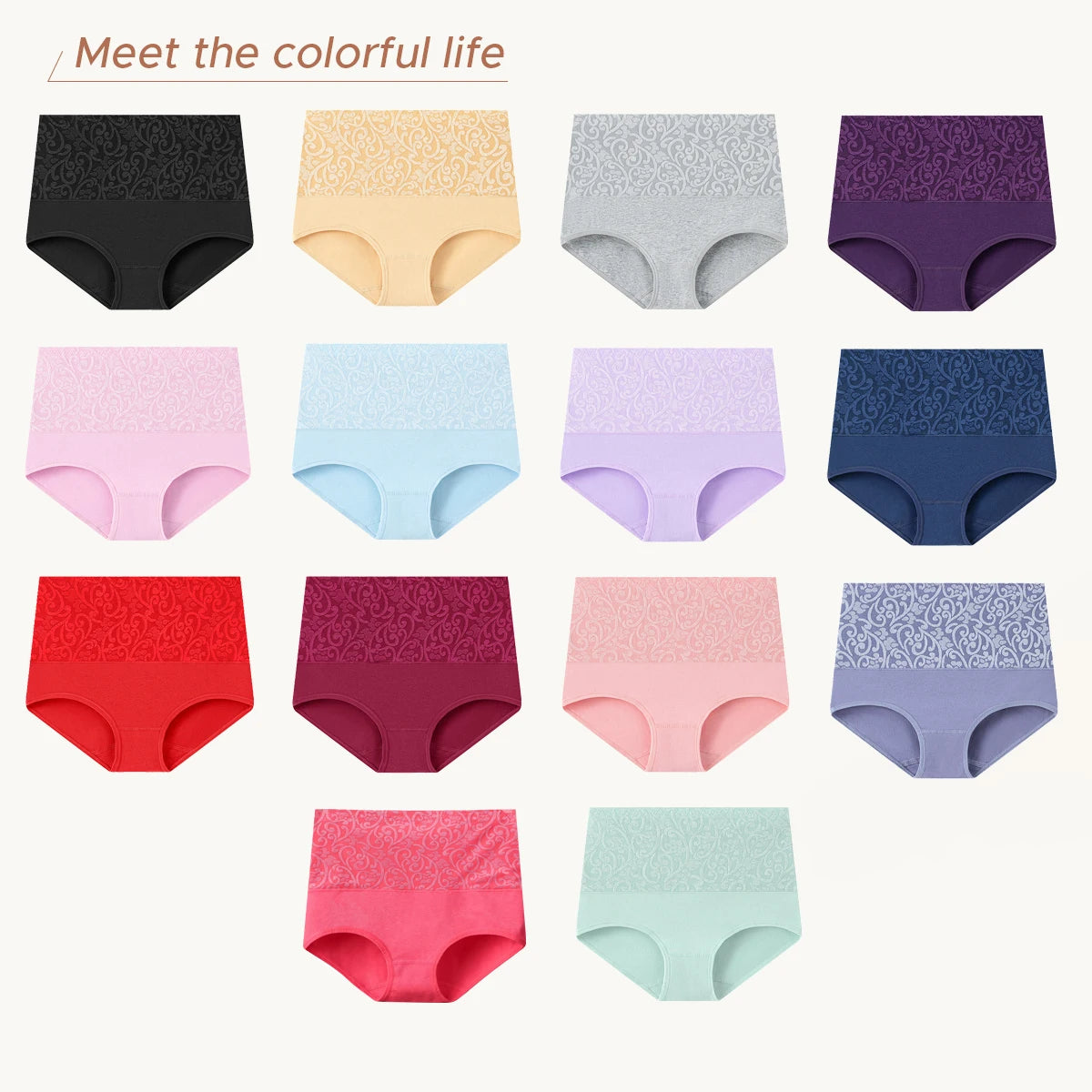 Women's Embroidered High-Waisted Cotton Briefs – Breathable Full-Coverage Everyday Underwear - Harmony Haven - Essentials