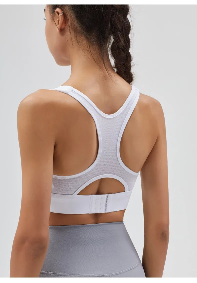 High-Impact Front-Zipper Sports Bra | Shockproof Wireless Gym & Yoga Vest - Harmony Haven - Essentials