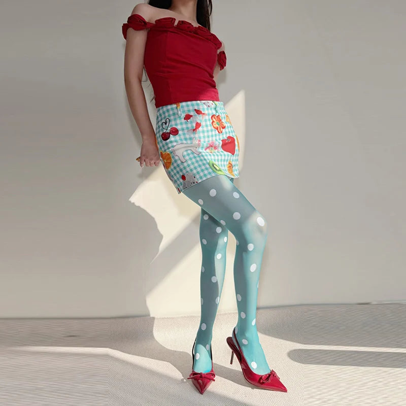 Women's Bold Polka Dot Sheer Tights – Retro Mesh Fashion Stockings - Harmony Haven - Essentials