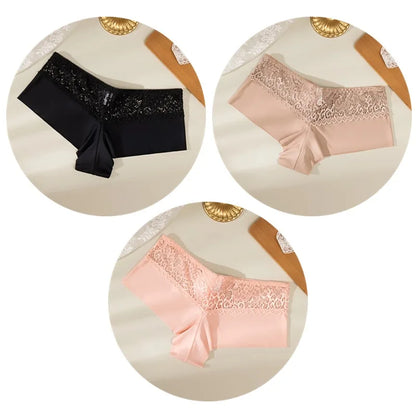 Women's Floral Lace Boyshort Briefs – 3-Piece Breathable Soft Lingerie Set - Harmony Haven - Essentials