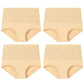 Women's Embroidered High-Waisted Cotton Briefs – Breathable Full-Coverage Everyday Underwear - Harmony Haven - Essentials