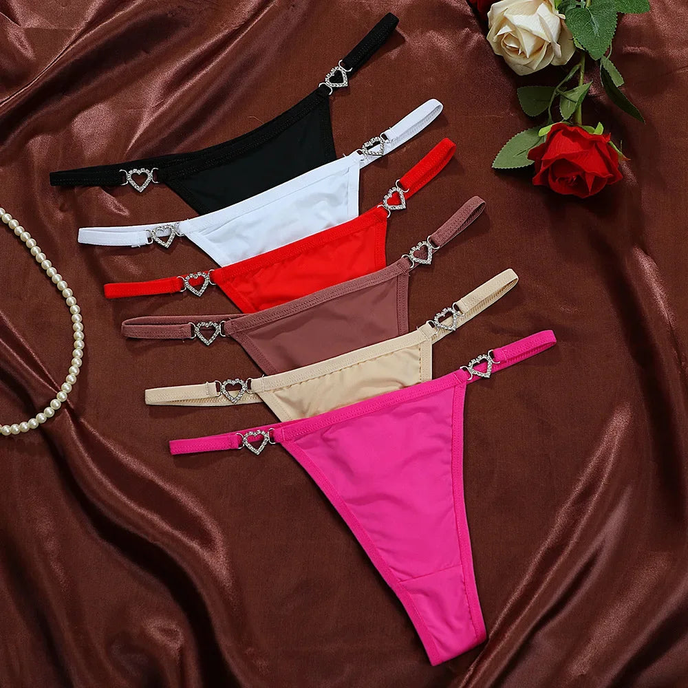 Women’s Heart Decor Thong Panties – Sexy Low Waist Lace Underwear - Harmony Haven - Essentials