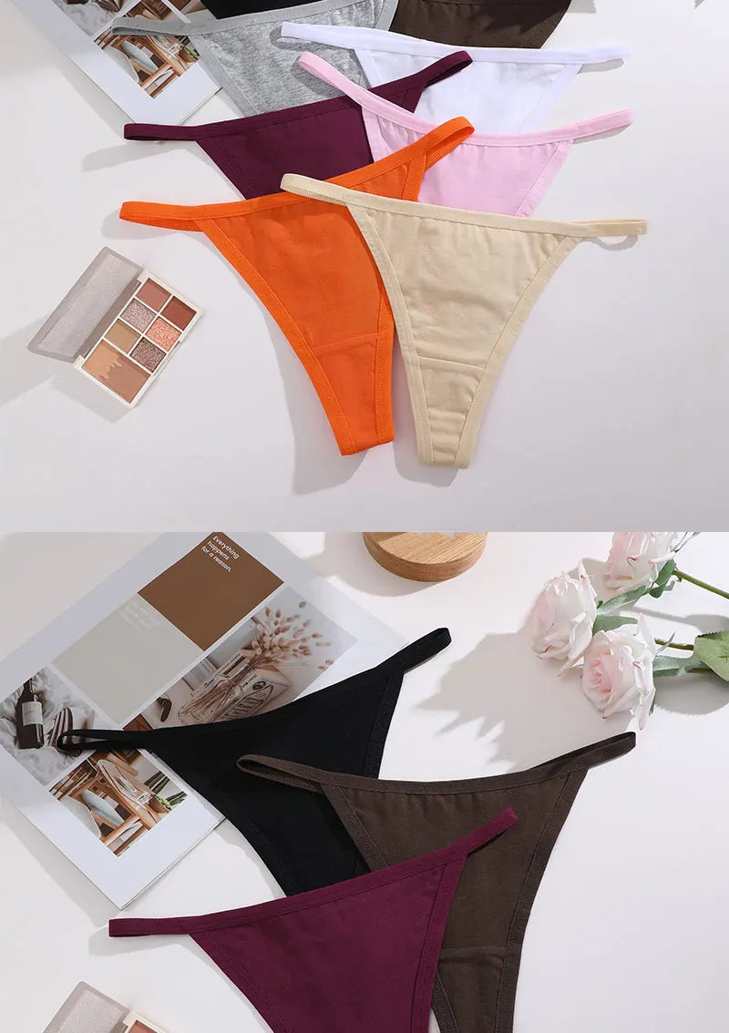 8 PCS Women’s Cotton Thong Panties – Sexy Breathable Low Rise G String Set - Harmony Haven - Essentials