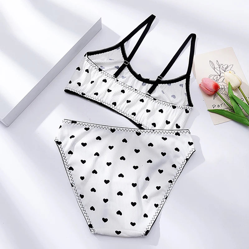 Women's Ultra-Thin Sheer Lace Bra & Panty Set – Wire-Free Unlined Lingerie - Harmony Haven - Essentials