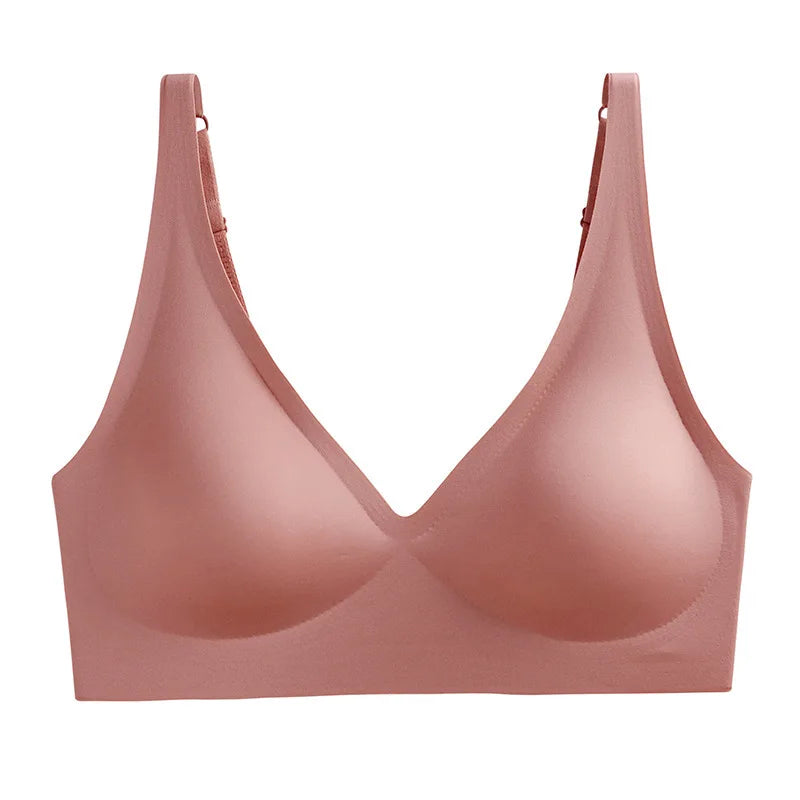 Women's Seamless Leopard Print Bra – Wireless 3/4 Cup Push-Up Bralette - Harmony Haven - Essentials