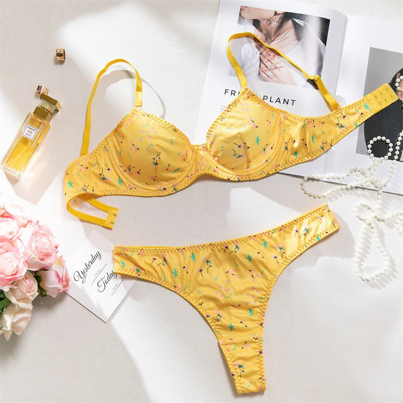 Women’s Floral Lingerie Set – Sexy Bra and Panties Matching Underwear - Harmony Haven - Essentials