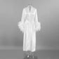 Women's Luxury Silk Feather Boudoir Robe – Long Bridal Kimono Maxi Dress - Harmony Haven - Essentials