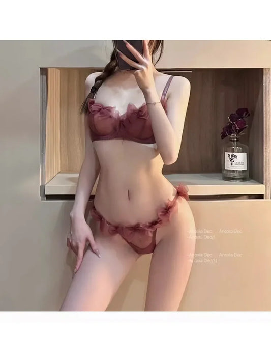 Women’s Rose Lace Bra Set – Sexy Push Up Lingerie Underwear for Women - Harmony Haven - Essentials