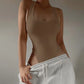 Women's Off-Shoulder Halter Knit Bodysuit – Sleeveless Slim-Fit Bodycon Top - Harmony Haven - Essentials