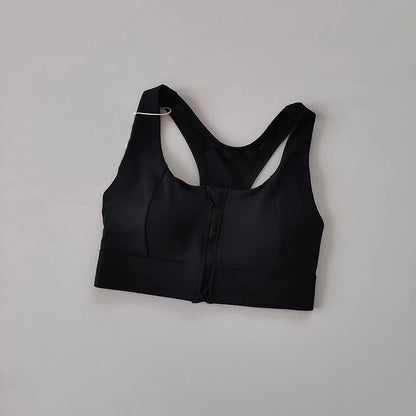 High-Impact Front-Zipper Sports Bra | Shockproof Wireless Gym & Yoga Vest - Harmony Haven - Essentials