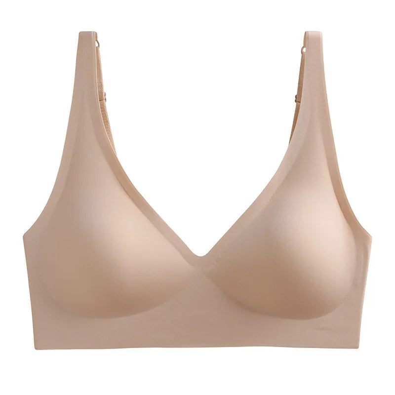 Women's Seamless Leopard Print Bra – Wireless 3/4 Cup Push-Up Bralette - Harmony Haven - Essentials