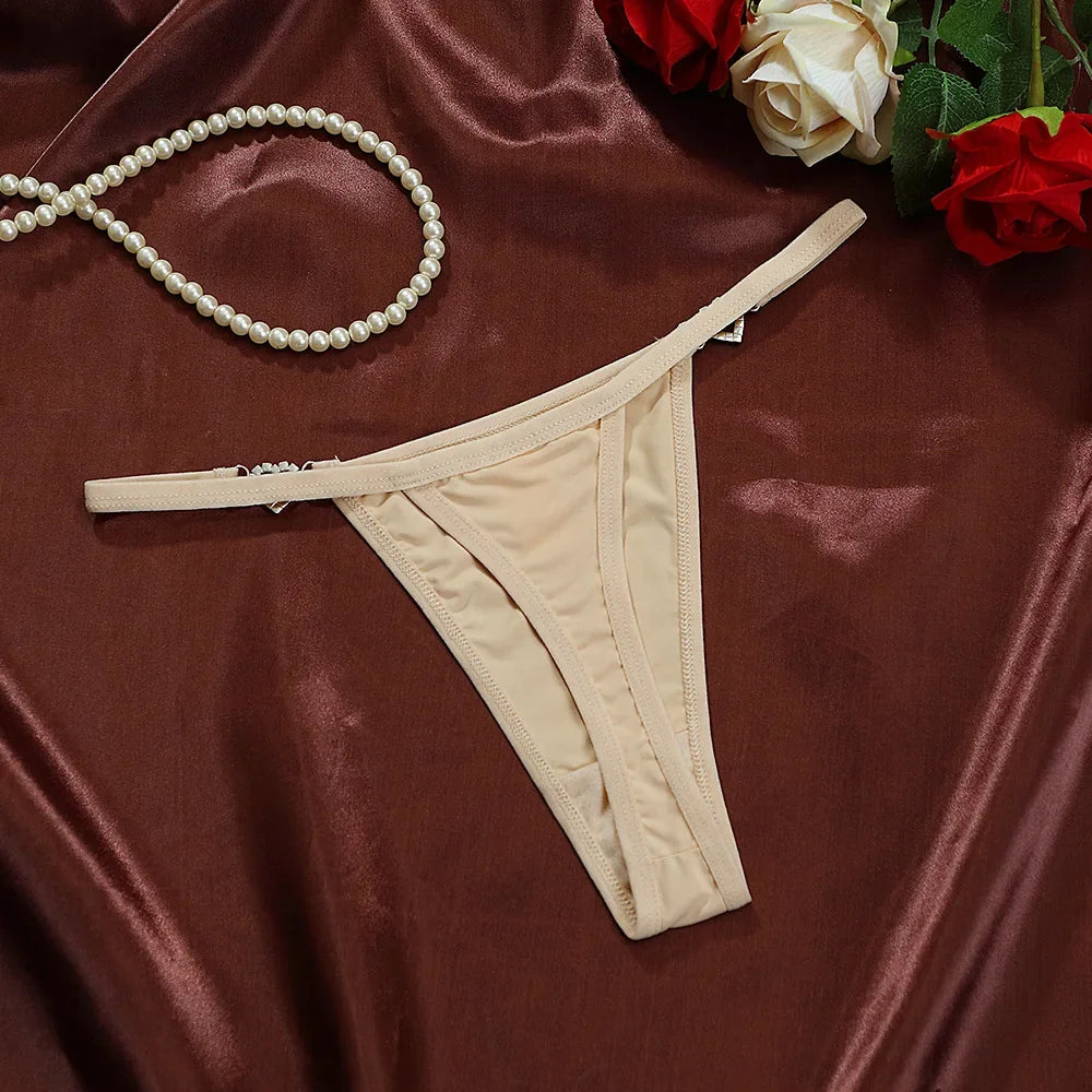 Women’s Heart Decor Thong Panties – Sexy Low Waist Lace Underwear - Harmony Haven - Essentials