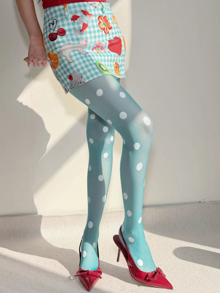 Women's Classic Polka Dot Sheer Tights – Elegant Transparent Pantyhose - Harmony Haven - Essentials