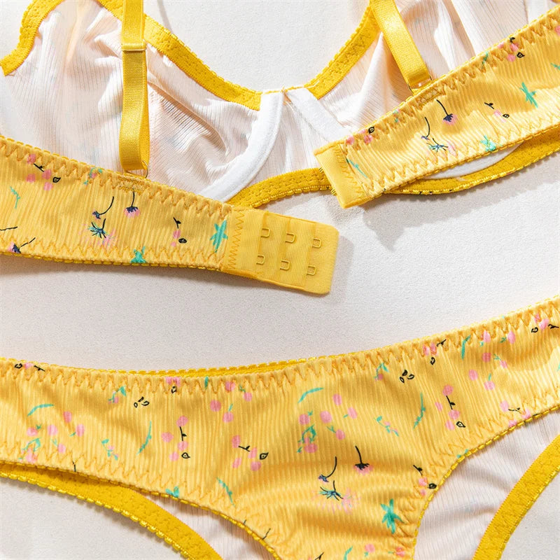 Women’s Floral Lingerie Set – Sexy Bra and Panties Matching Underwear - Harmony Haven - Essentials