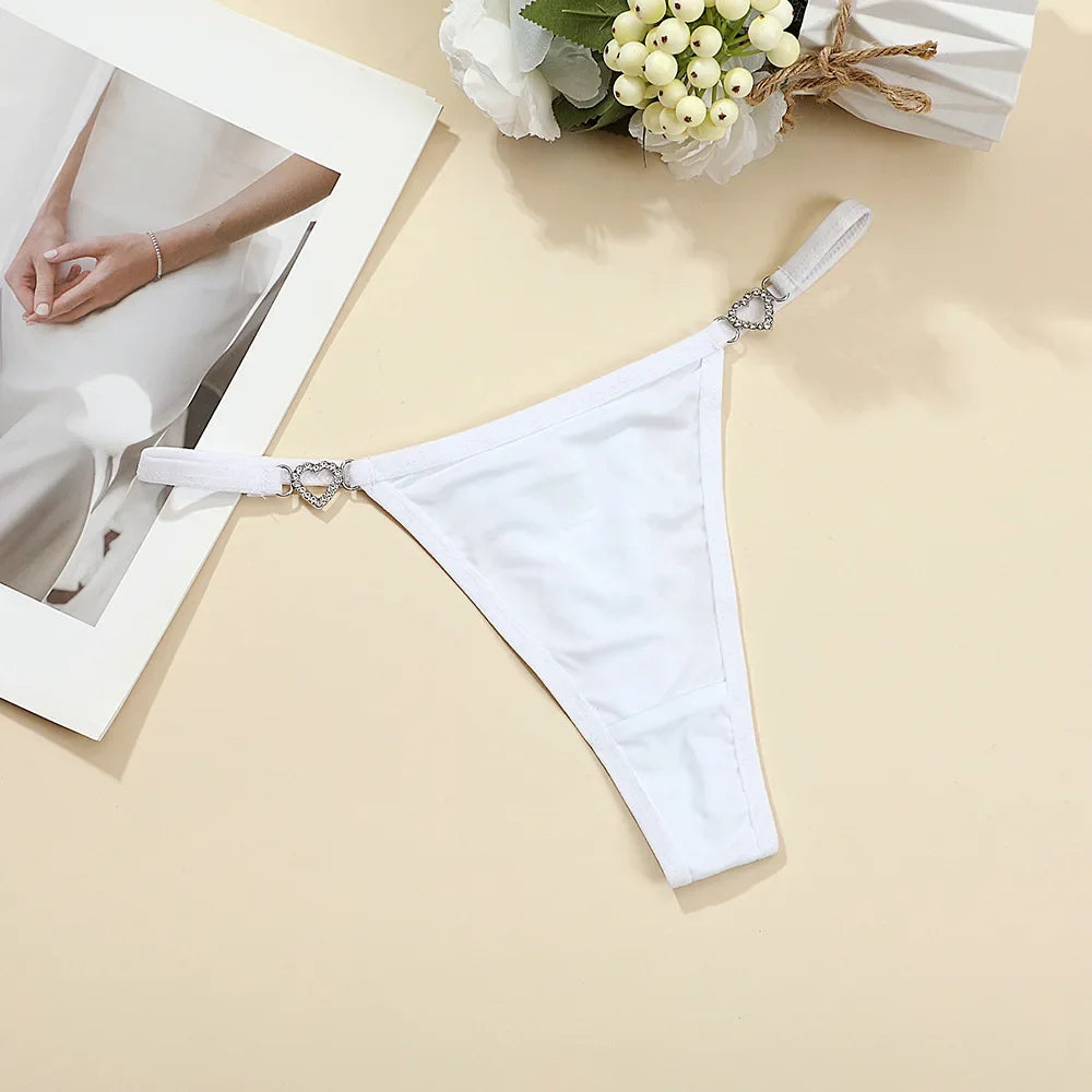 Women’s Heart Decor Thong Panties – Sexy Low Waist Lace Underwear - Harmony Haven - Essentials
