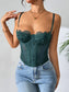 Women's Sheer Mesh Corset Top – Lace Trimmed Spaghetti Strap Bustier Cami - Harmony Haven - Essentials