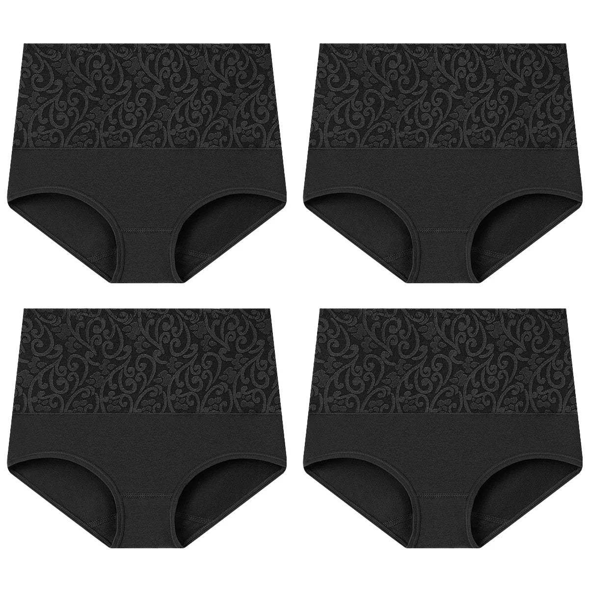 Women's Embroidered High-Waisted Cotton Briefs – Breathable Full-Coverage Everyday Underwear - Harmony Haven - Essentials