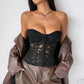 Women's Embroidered Lace Fishbone Corset Top – Strapless Backless Bustier Crop Top - Harmony Haven - Essentials