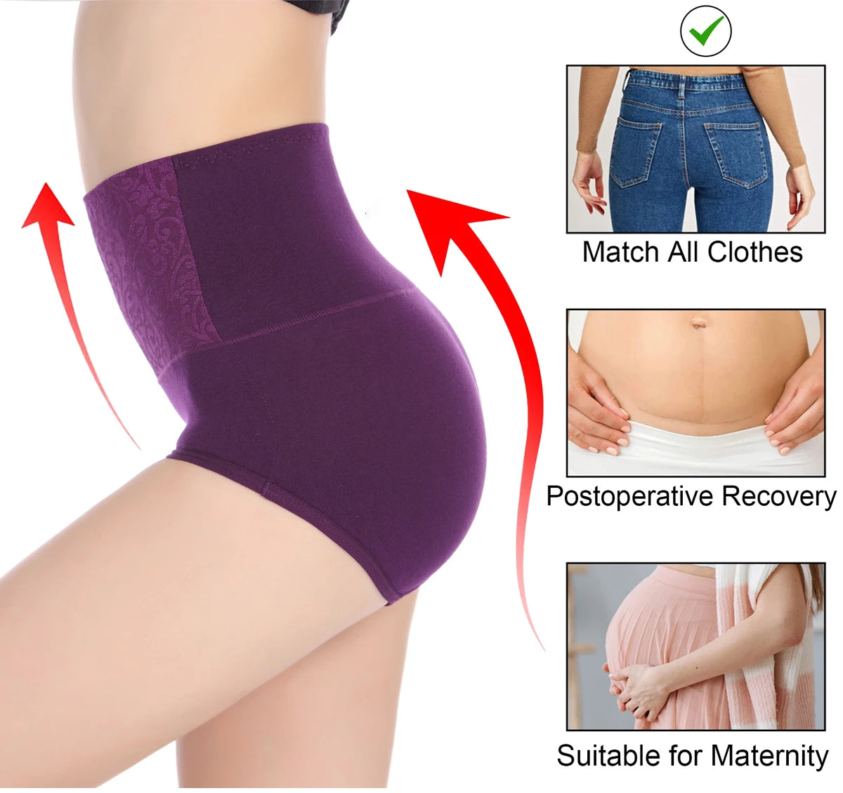 Women's Embroidered High-Waisted Cotton Briefs – Breathable Full-Coverage Everyday Underwear - Harmony Haven - Essentials