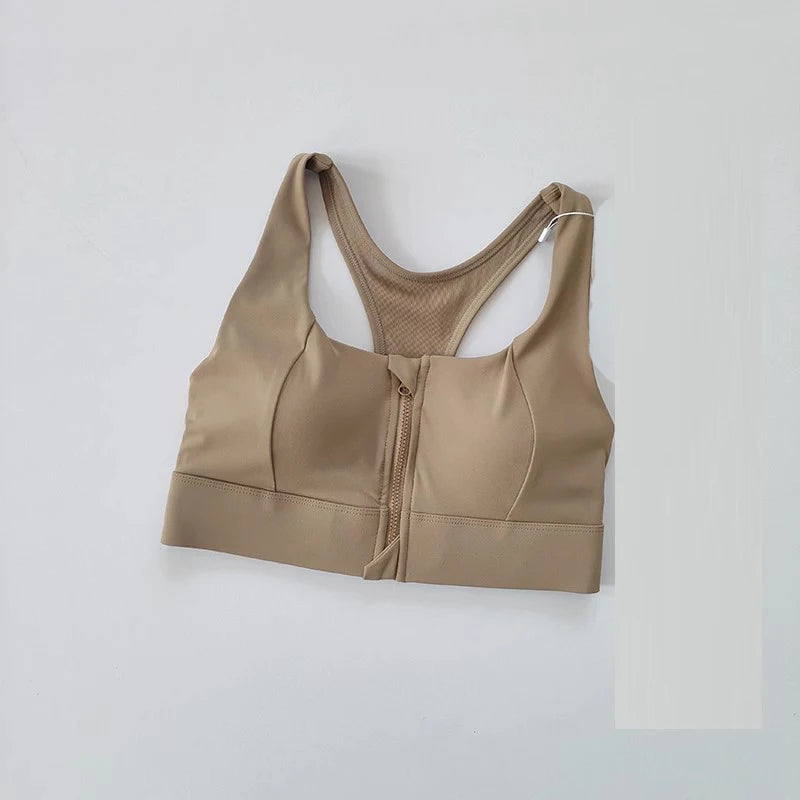 High-Impact Front-Zipper Sports Bra | Shockproof Wireless Gym & Yoga Vest - Harmony Haven - Essentials
