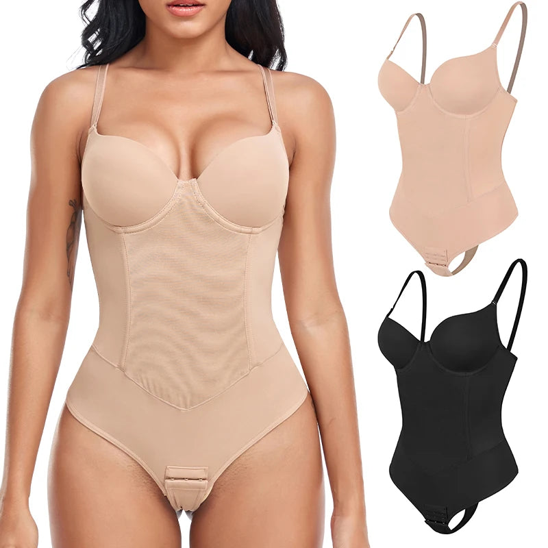 Women's Backless Tummy Control Shapewear Bodysuit – Medium Compression Hourglass Shaper - Harmony Haven - Essentials