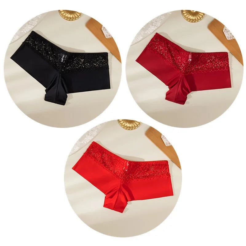 Women's Floral Lace Boyshort Briefs – 3-Piece Breathable Soft Lingerie Set - Harmony Haven - Essentials