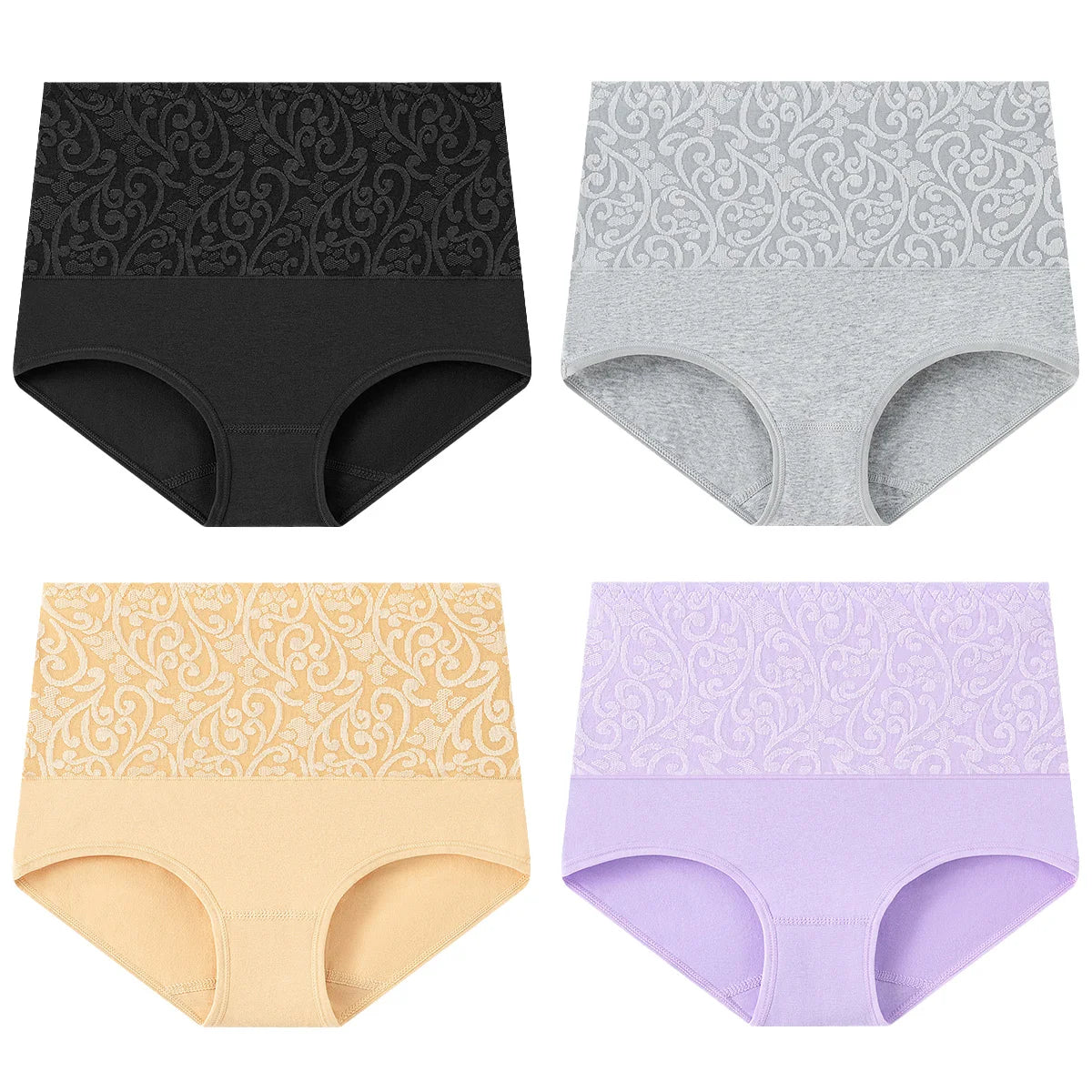 Women's Embroidered High-Waisted Cotton Briefs – Breathable Full-Coverage Everyday Underwear - Harmony Haven - Essentials