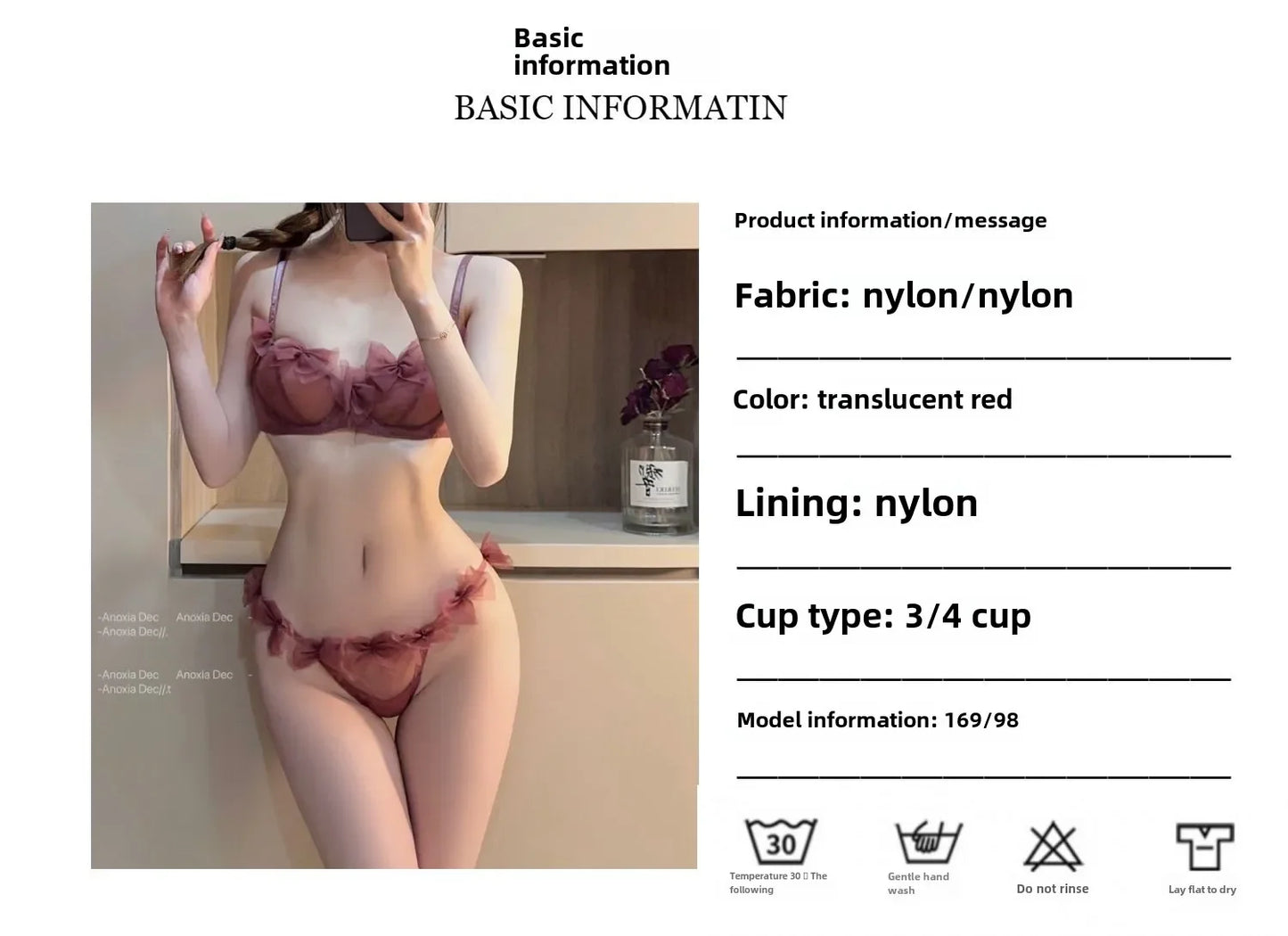 Women’s Rose Lace Bra Set – Sexy Push Up Lingerie Underwear for Women - Harmony Haven - Essentials