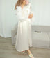 Women's Luxury Silk Feather Boudoir Robe – Long Bridal Kimono Maxi Dress - Harmony Haven - Essentials