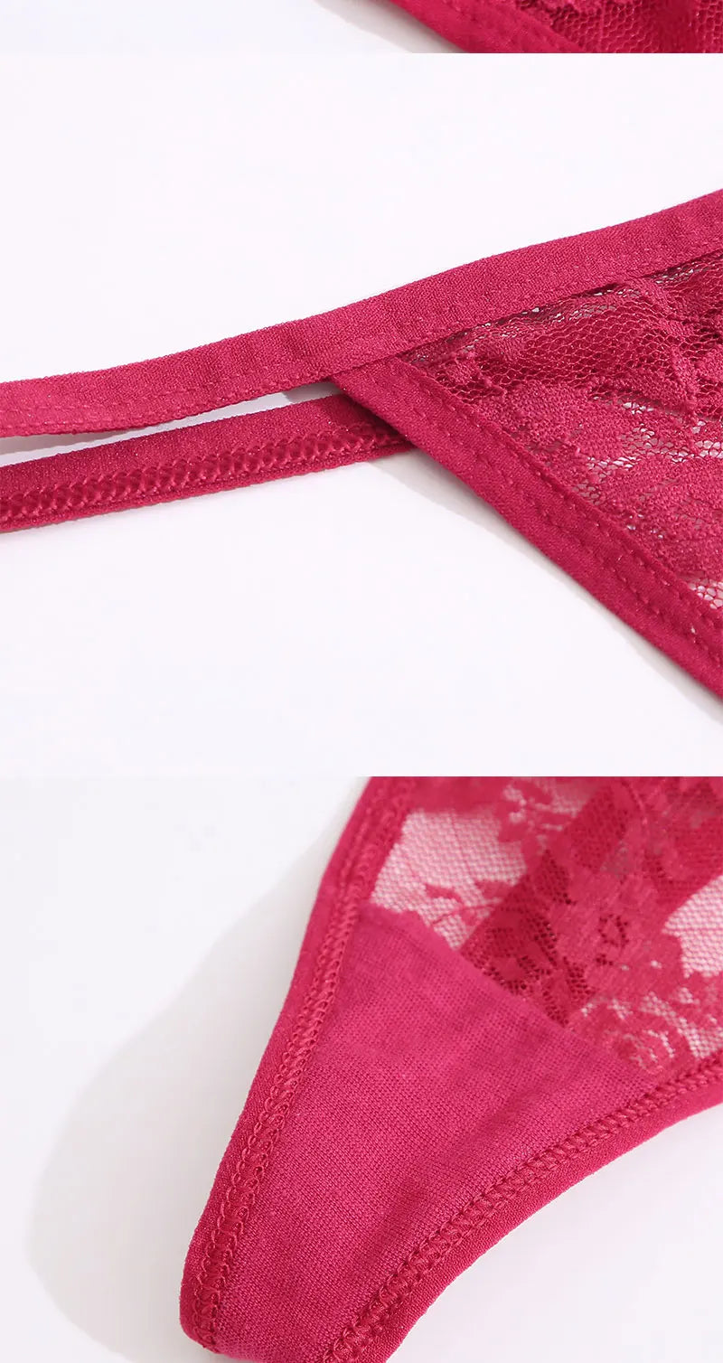 6-Piece Women's Lace Thong Set – Sexy Breathable Low-Rise G-Strings - Harmony Haven - Essentials